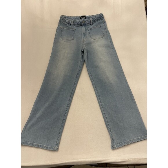 d.jeans Women’s Light Wash Wide Leg Jeans – Braided Waistband – Size 6 - Picture 3 of 6